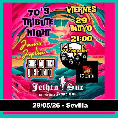 Cartel del concierto de 70's tribute night en Custom Sevilla 2026