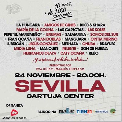 Cartel del X aniversario de Adriático Records en el Cartuja Center de Sevilla 2023