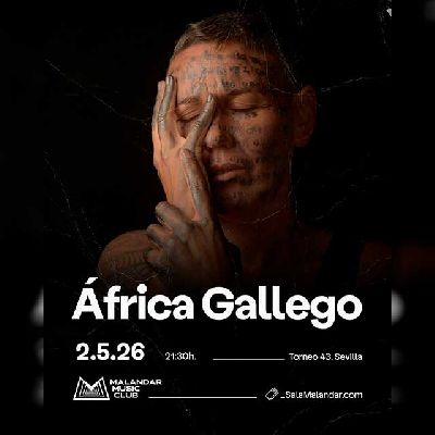 Cartel del concierto África Gallego en Malandar Sevilla 2026