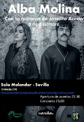 Cartel del concierto de Alba Molina y Joselito Acedo en Malandar Sevilla 2021