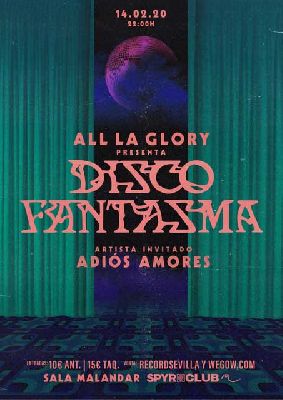 Cartel del concierto de All La Glory y Adiós Amores en Malandar Sevilla 2020