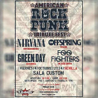 Cartel del concierto del festival de tributos American Rock Punk en Custom Sevilla 2024