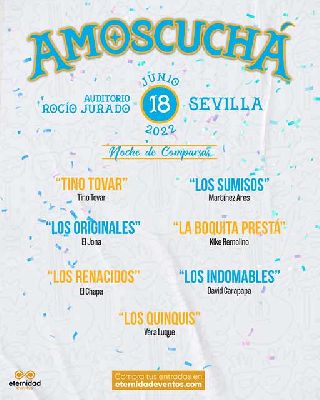 Cartel del festival Amoscucha (noche de comparsas) en Sevilla 2022