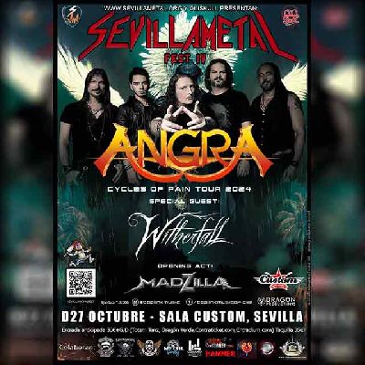 Cartel del concierto de Angra, Witherfall y Madzilla en Custom Sevilla 2024