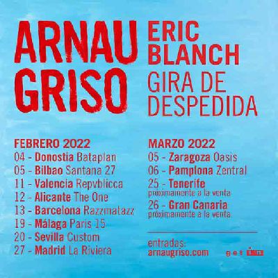 Cartel de los conciertos de la gira de despedida de Arnau Griso