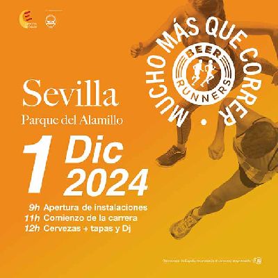 Cartel de la carrera Beer Runners en el Parque del Alamillo de Sevilla 2024