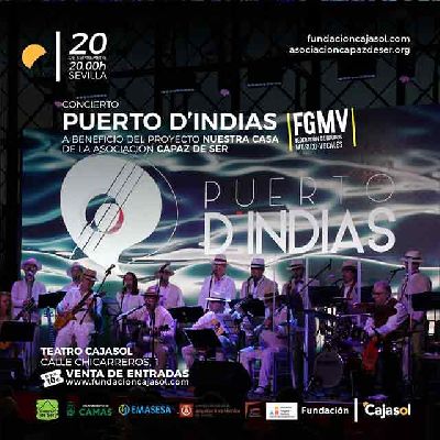 Cartel del concierto benéfico de Puerto d'Indias en Cajasol Sevilla 2025