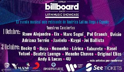 Cartel del Billboard Latin Music Showcase 2021 en Sevilla