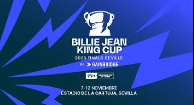 Cartel de la Billie Jean King Cup en Sevilla 2023