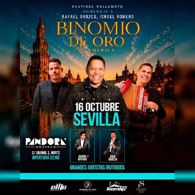 Cartel del concierto de Binomio de Oro de América en Pandora Sevilla 2026