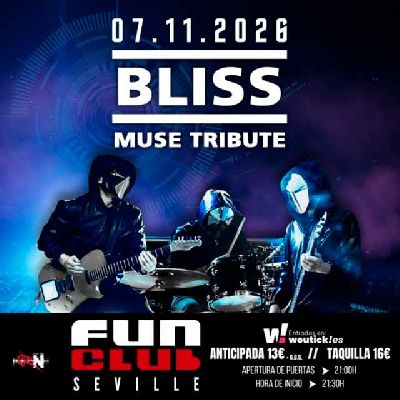 Cartel del concierto de Bliss (tributo a Muse) en FunClub Sevilla 2026
