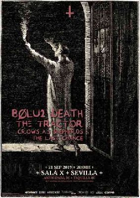 Cartel del concierto de Bolu2 Death, The Tractor, Crows As Shepherds y The Last Chance en la Sala X de Sevilla