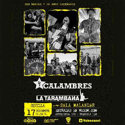 Cartel del concierto de Calambres y La Tarambana en Malandar Sevilla 2022