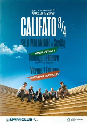 Cartel del concierto de Califato 3/4 en Malandar Sevilla 2020