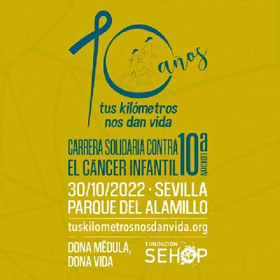 Cartel de la décima Carrera Solidaria contra el cáncer infantil en Sevilla