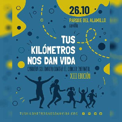 Cartel de la décima tercera Carrera Solidaria contra el cáncer infantil en Sevilla
