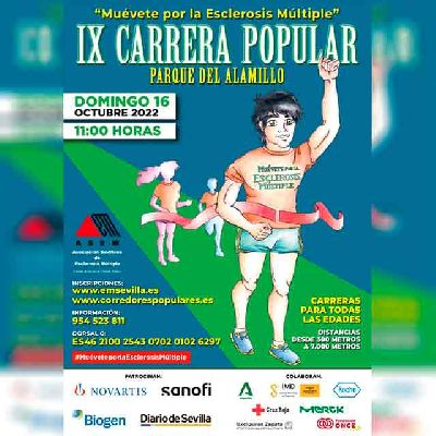 Cartel de la novena Carrera Popular Muévete por la esclerosis múltiple en Sevilla