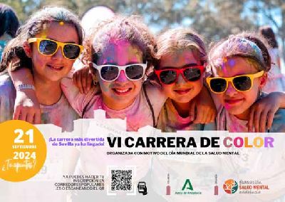 Cartel de la Carrera del color 2024 en el parque del Alamillo de Sevilla