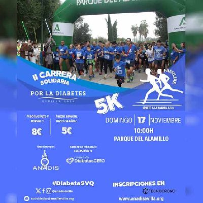 Cartel de la segunda Carrera Solidaria por la diabetes en Sevilla 2024