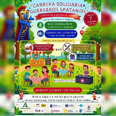 Cartel de la primera Carrera Solidaria Guerreros Spatanos en Sevilla 2026