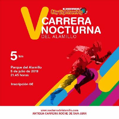 Cartel de la V Carrera Nocturna del Parque del Alamillo de Sevilla 2019