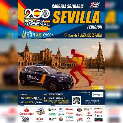 Cartel de la carrera benéfica Ruta 091 en Sevilla 2025