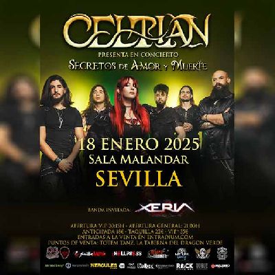 Cartel del concierto de Celtian y Xeria en Malandar Sevilla 2025