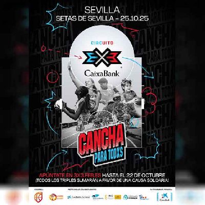 Cartel del Circuito 3x3 CaixaBank en Las Setas de Sevilla 2025