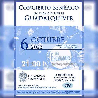 Cartel del concierto benéfico de Los Escarabajos en Sevilla 2023