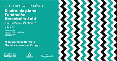 Cartel del concierto de piano por el Día de la Música en el Alcázar de Sevilla 2022