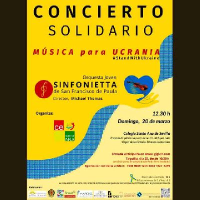 Cartel del concierto solidario Música para Ucrania en Sevilla 2022