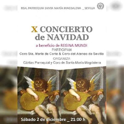 Cartel del concierto de Navidad a beneficio de Regina Mundi en la iglesia de la Magdalena de Sevilla 2023