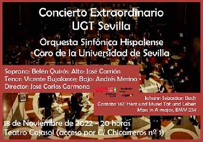 Cartel del concierto extraordinario UGT Sevilla en Cajasol Sevilla 2022