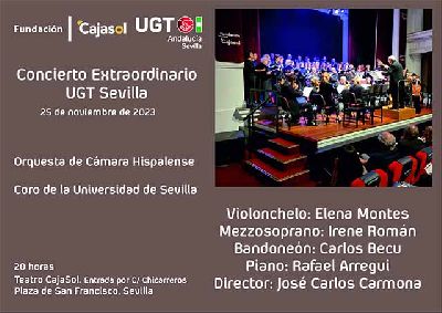 Cartel del concierto extraordinario UGT Sevilla en Cajasol Sevilla 2023