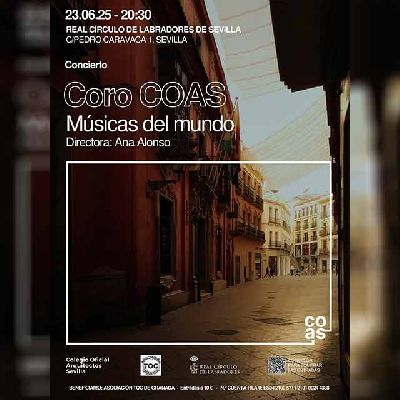 Cartel del concierto benéfico del Coro del COAS en el Círculo de Labradores de Sevilla 2025