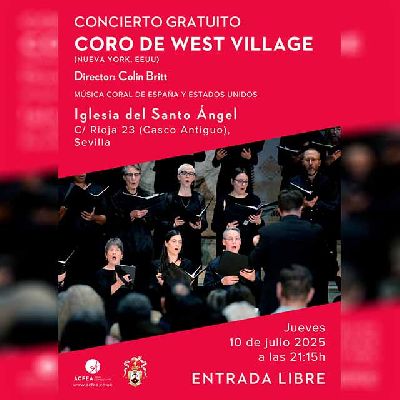 Cartel del Coro de West Village en la iglesia del Santo Ángel de Sevilla 2025