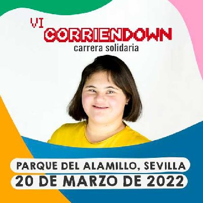 Cartel de la carrera solidaria Corriendown 2022 en Sevilla