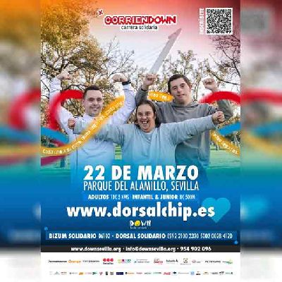 Cartel de la carrera solidaria Corriendown 2026 en Sevilla