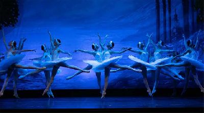 Foto promocional del ballet El lago de los cisnes por el Ballet de Kiev