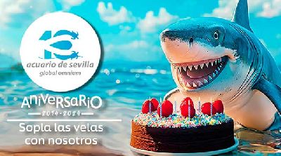 Cartel del décimo aniversario del Acuario de Sevilla