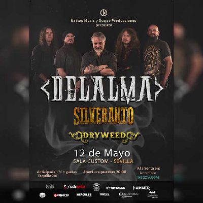 Cartel del concierto de Delalma, Silveranto y Dryweed en Custom Sevilla 2023