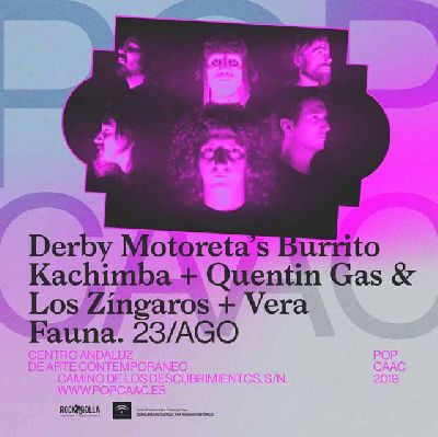 Cartel del concierto de Derby Motoreta's Burrito Kachimba y Quentín Gas en Pop CAAC Sevilla 2019