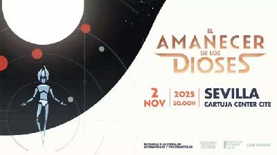 Cartel de la gira ¡El amanecer de los dioses! de Destripando la historia en el Cartuja Center de Sevilla 2025