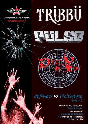 Cartel del concierto de Devil In You, Pulso y Tribbü en Custom Sevilla 2021