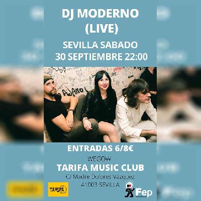 Cartel del concierto de DJ Moderno en Tarifa Music Club Sevilla 2023