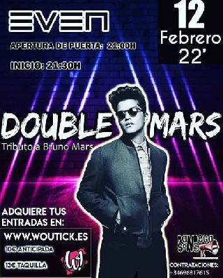 Cartel del concierto de Double Mars (tributo a Bruno Mars) en la Sala Even Sevilla 2022