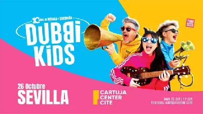 Cartel del concierto de Dubbi Kids en el Cartuja Center de Sevilla 2025