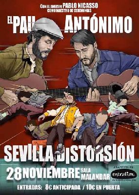 Cartel del concierto de El Pau, Antónimo y Sevilla Distorsión en Malandar Sevilla 2019
