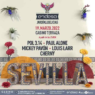 Cartel del concierto de la gira Endesa Jardín de las Delicias en Sevilla 2022