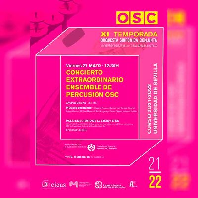 Cartel del concierto extraordinario del Ensemble de Percusión de la OSC en Sevilla 2022